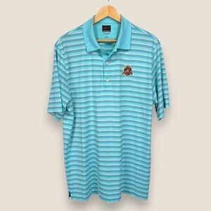 Greg Norman 2 Below Performance Polo Shirt Men Large Turquoise Atlanta Athletic